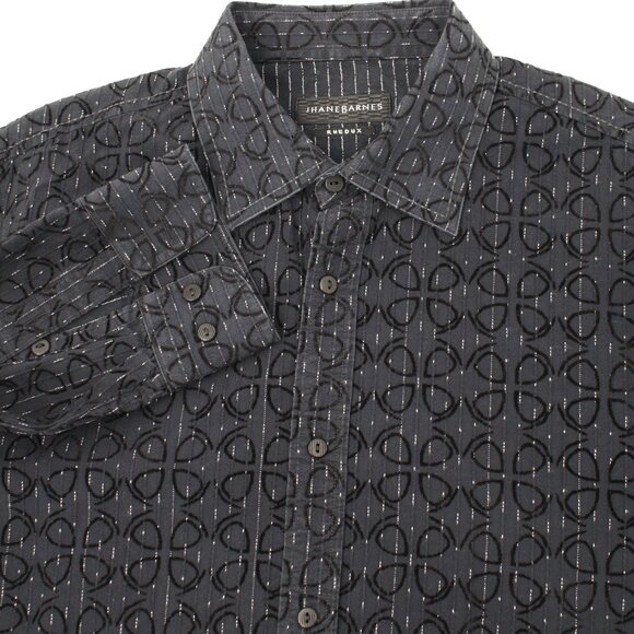 Jhane barnes shirt Men's medium Rhedux limited edition geometric velour trim - Picture 16 of 16